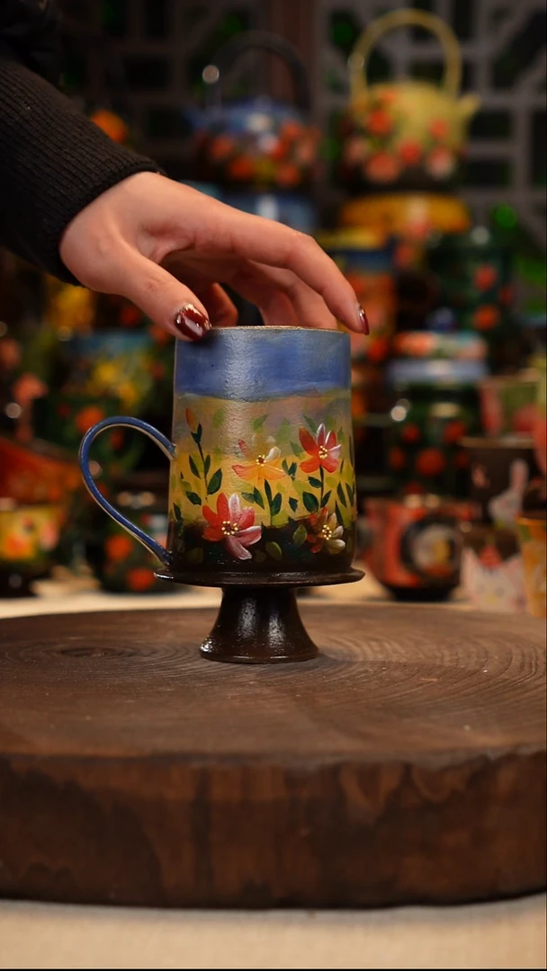 紫砂油画手绘釉下彩