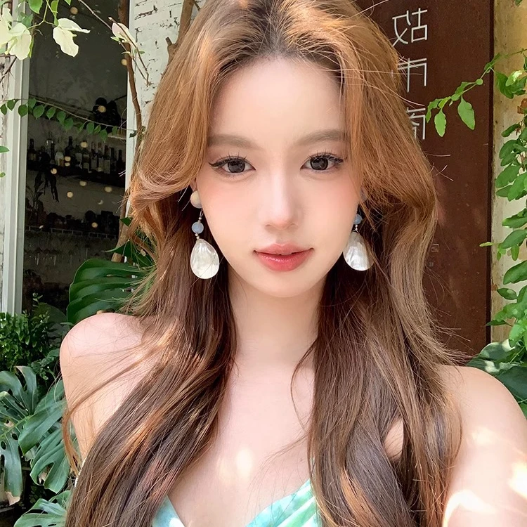 铜合金贝壳耳饰 夏日海岛度假风贝壳流苏耳环海边夸张轻奢高级感