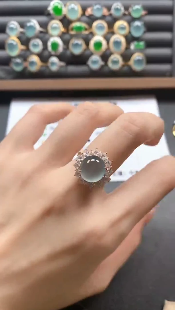 银S925镶嵌戒指翡翠51511
