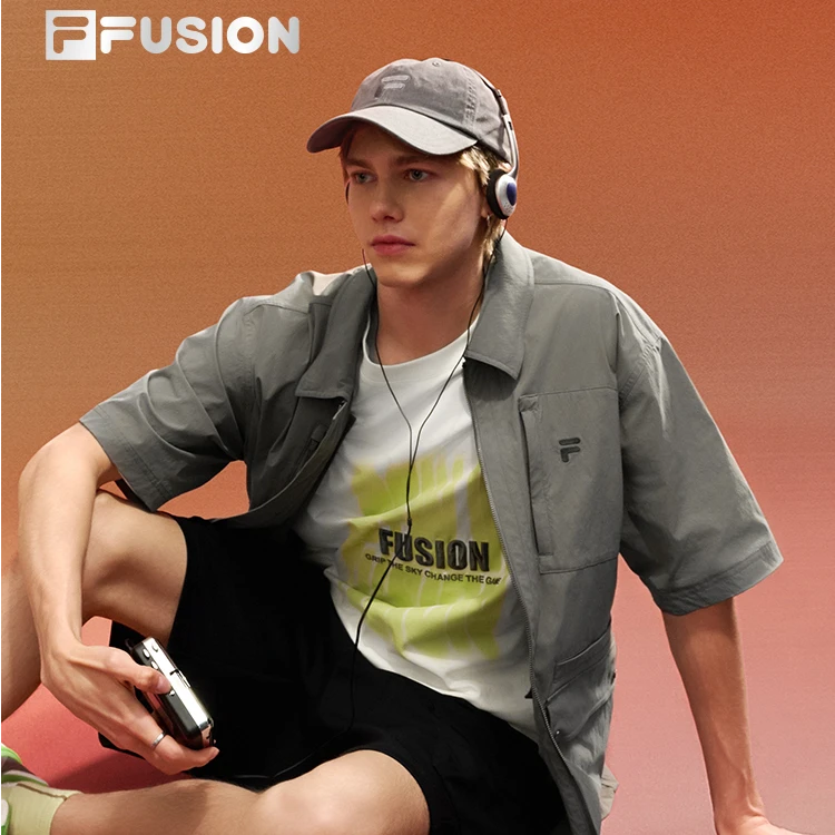 FUSION斐乐潮牌男梭织短袖衬新款休闲宽松上衣T11M533402F