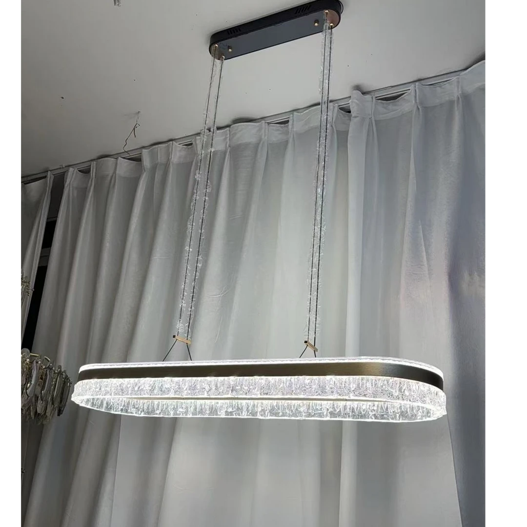 意式轻奢长条餐厅吊灯椭圆形高端设计师艺术岛台灯极简餐桌灯具