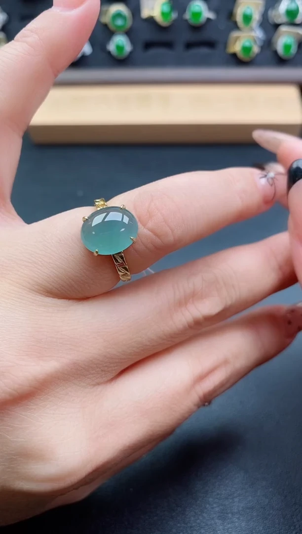 银S925镶嵌戒指翡翠1