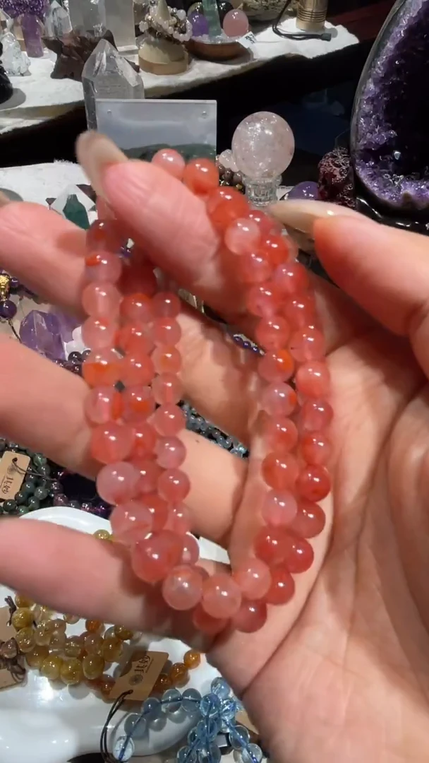 水晶手串未镶嵌冰飘南红手串