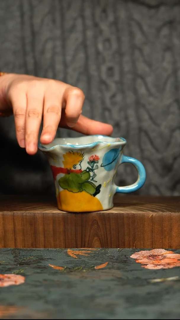 杯釉下彩手工手绘同款陶器