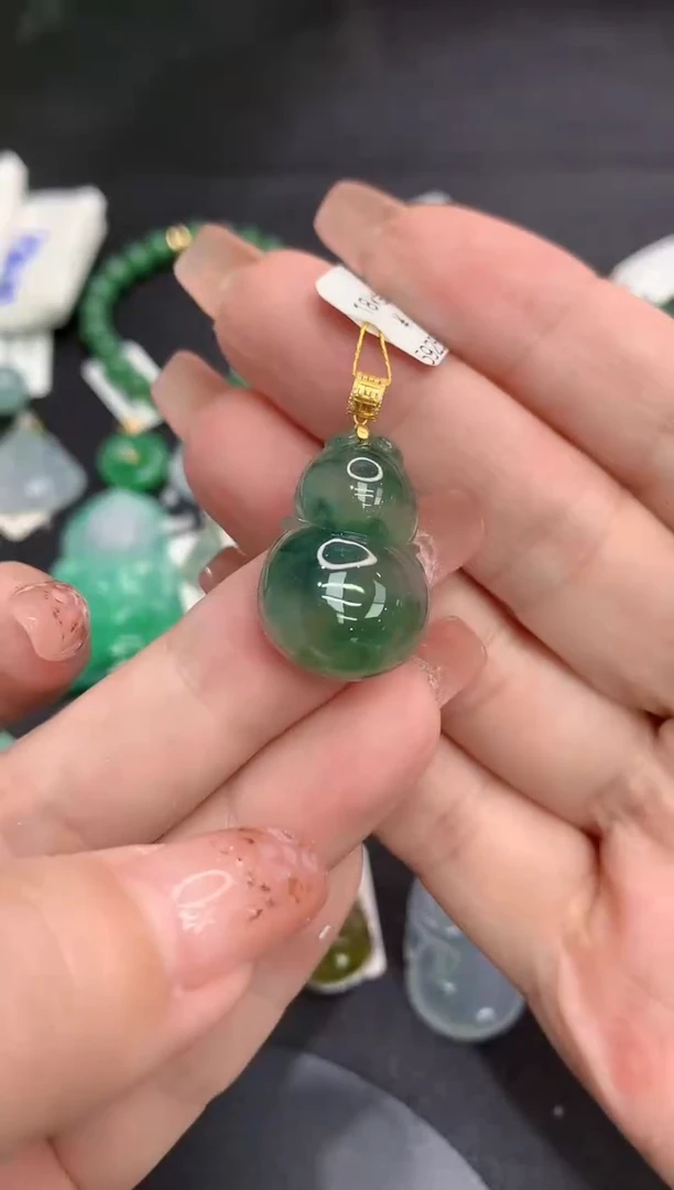 吊坠(不含链)18K金镶嵌翡翠111