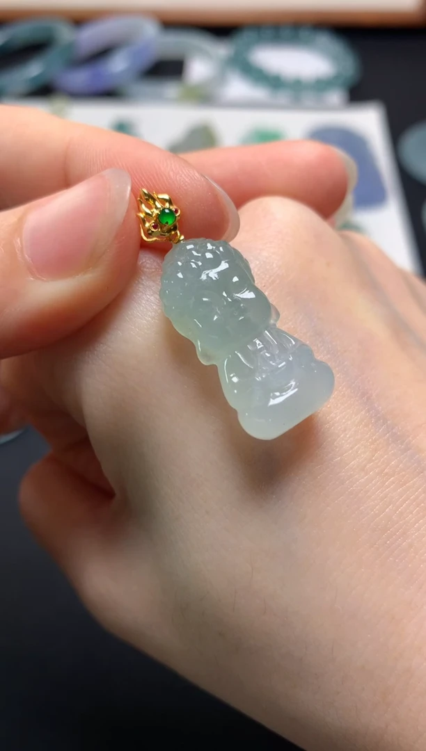 翡翠18K金镶嵌颈饰0163524538   镶嵌费