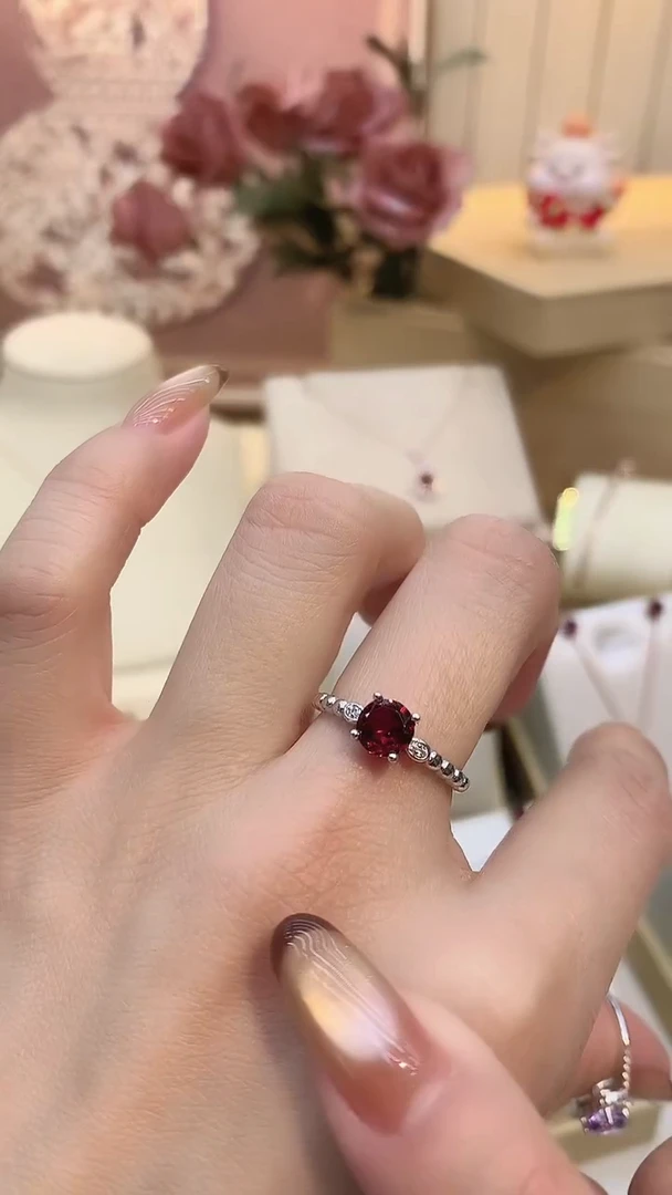 银S925镶嵌戒指石榴石石榴石