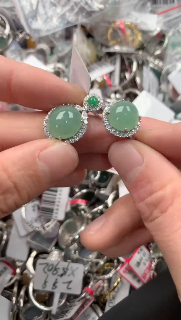 银S925镶嵌戒指翡翠999----3