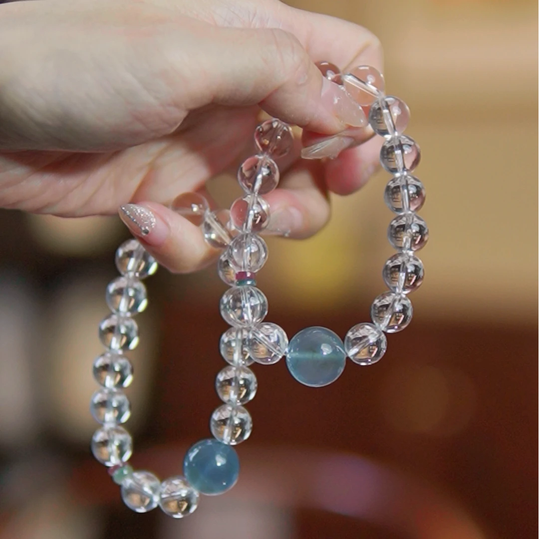 ⌈冰川之恋⌋海蓝宝白水晶手串（多样性发其一）