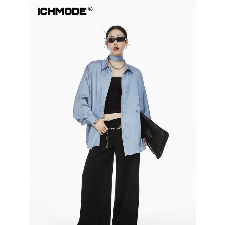 ICHMODE春季简约长袖衬衫女款百搭上衣气质白色时尚休闲夏季宽松