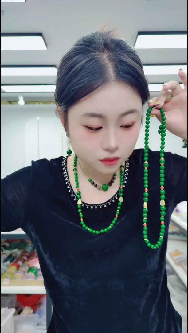 玛瑙/玉髓颈饰合金1612绿色万能链