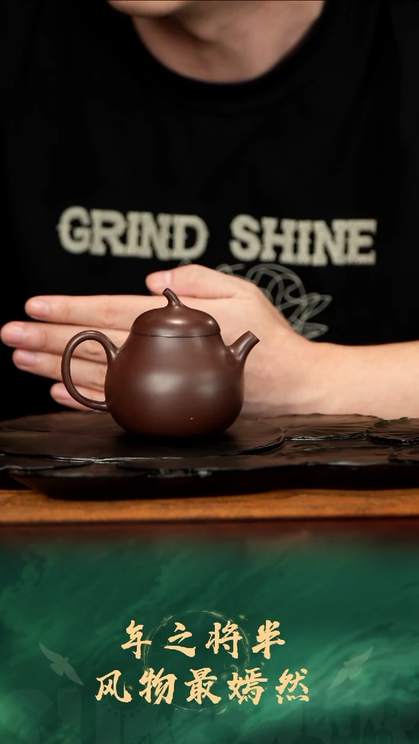 9号宜兴紫砂 紫泥 茄瓜180cc