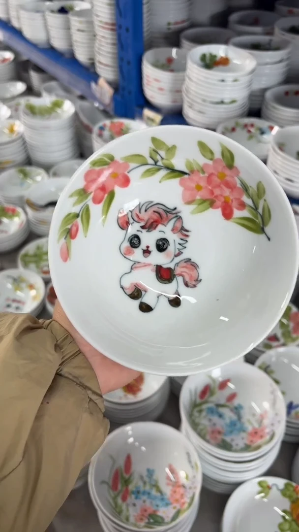瓷片景德镇高温陶瓷食品级手绘釉中彩-小胖碗