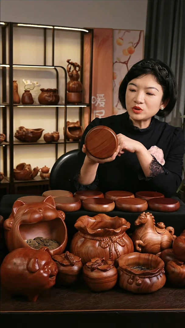 木12公分MB061-1福鼓底座摆件小号微瑕随缘发其一