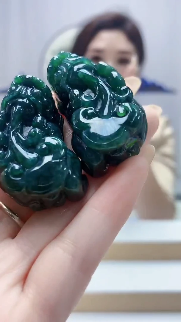 未镶嵌定制翡翠4829DD-毛货挂件一对103