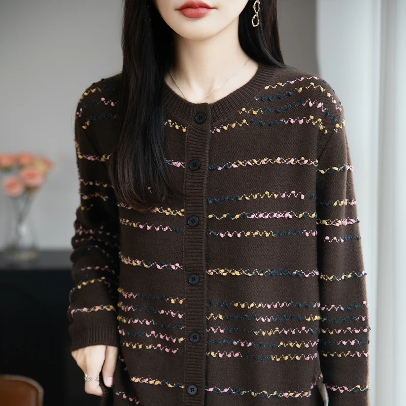 哥弟阿玛施正品羊毛小衫上衣早秋甜美提花针织衫开衫外套上衣韩系