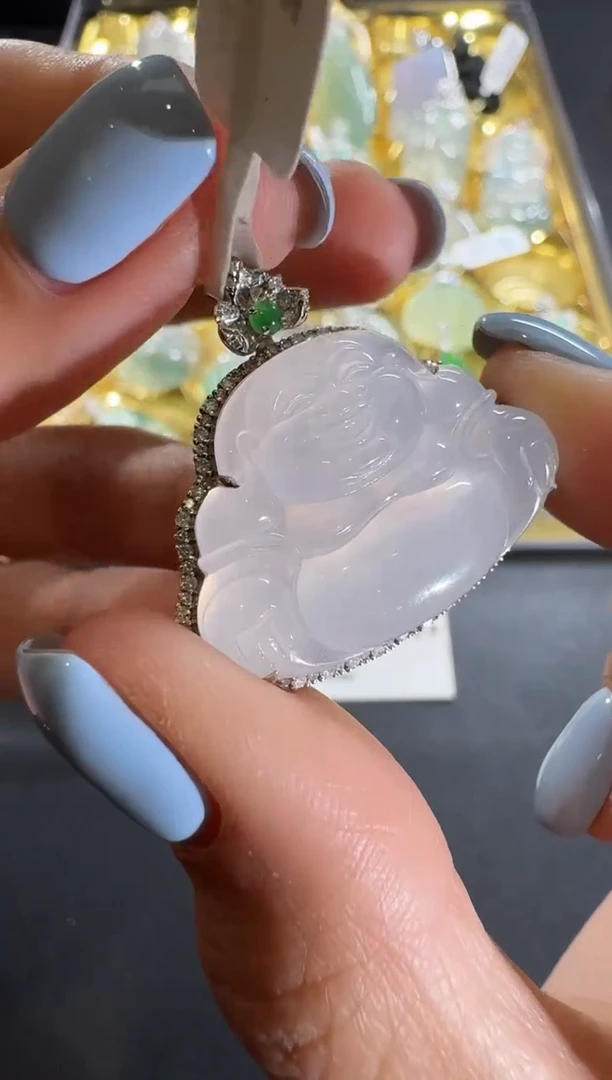 【闪购商品】翡翠吊坠(不含链)18K金镶嵌【源头工厂】钻石镶嵌