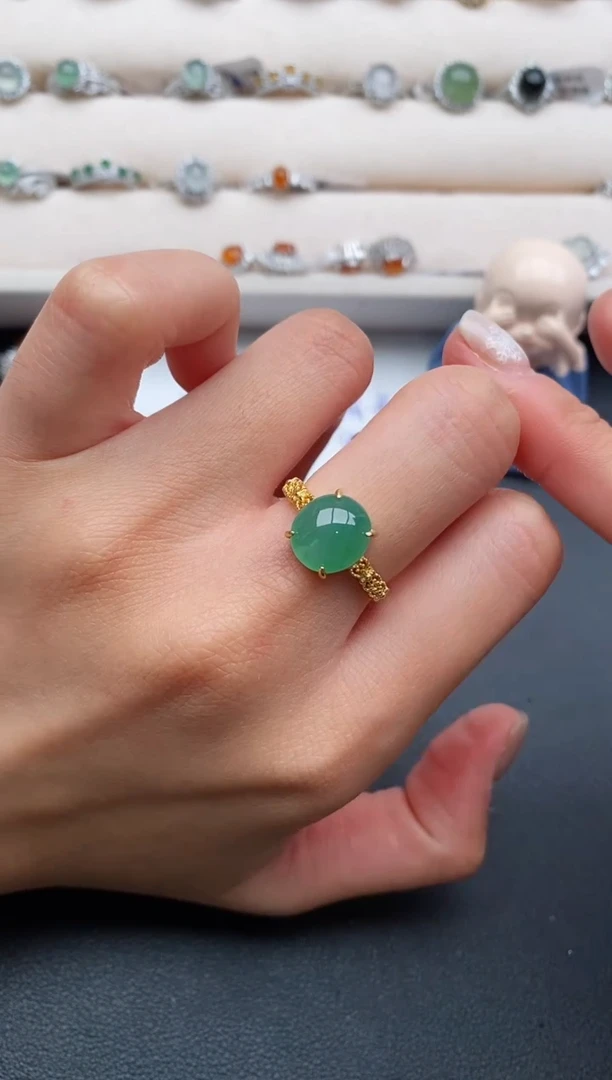 银S925镶嵌戒指翡翠2222222+6