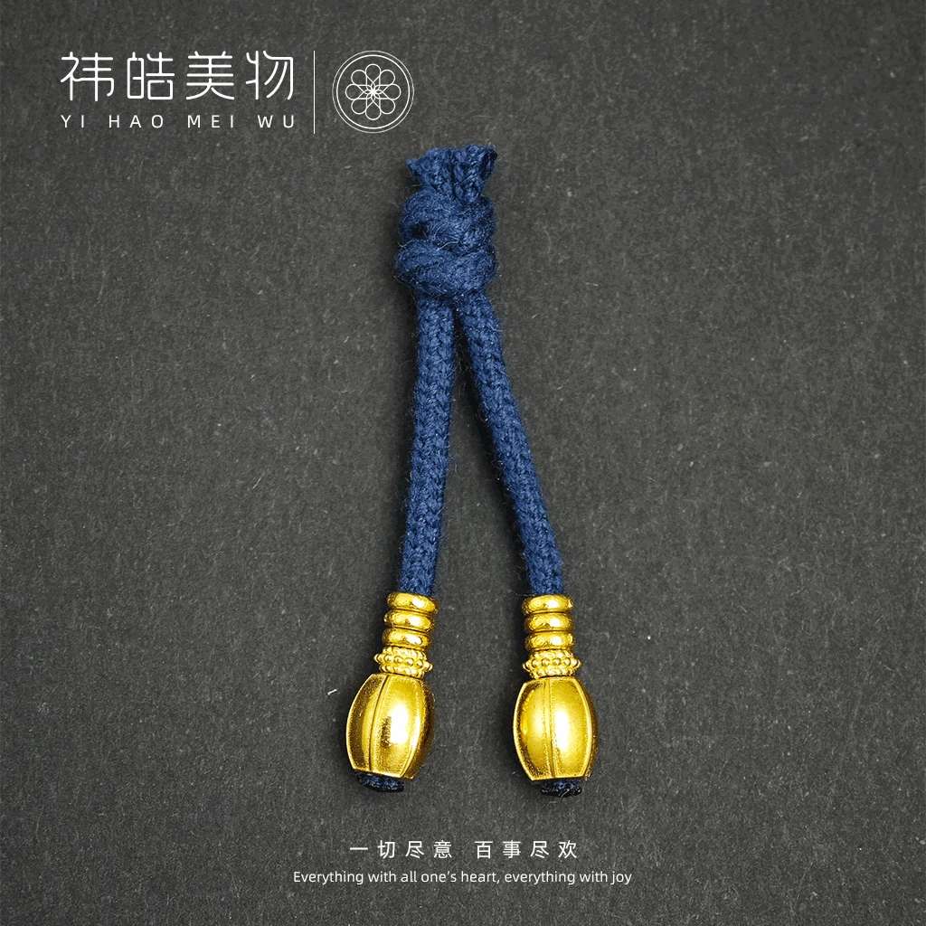 祎皓精选18K金瓜楞弟子珠配饰-直径5.2