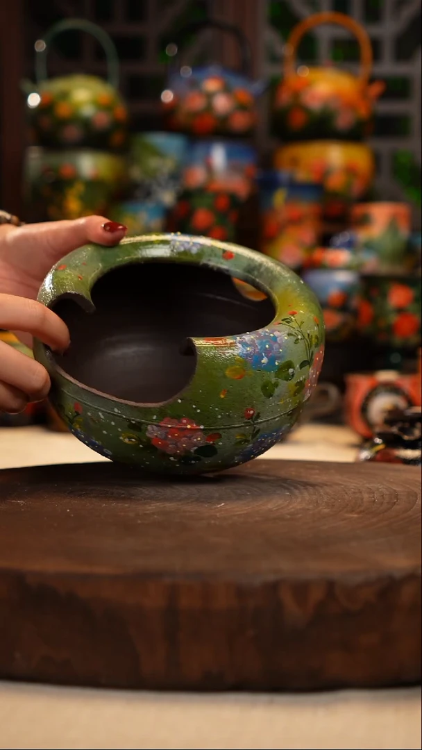 紫砂 油画釉下彩手绘