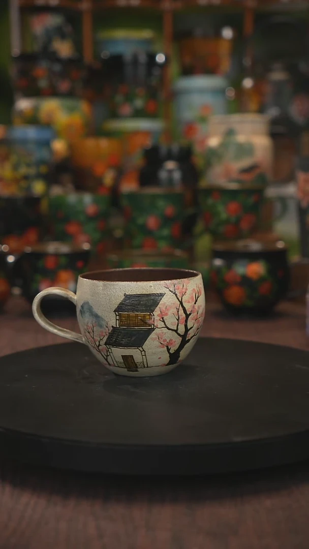 紫砂油画手绘釉下彩