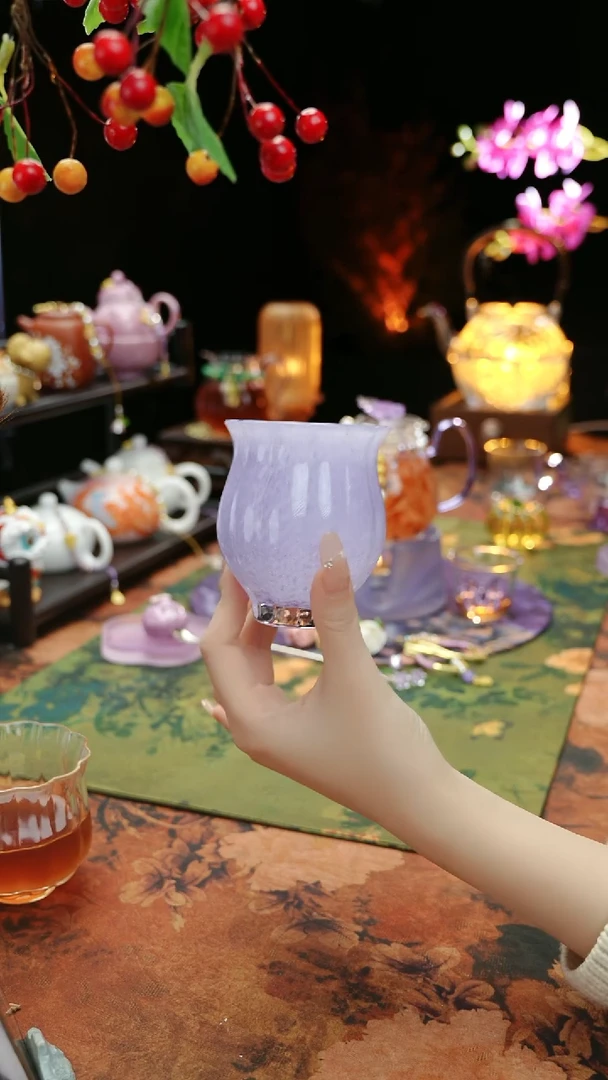 【闪购商品】紫色水晶琉璃水仙主人杯110cc