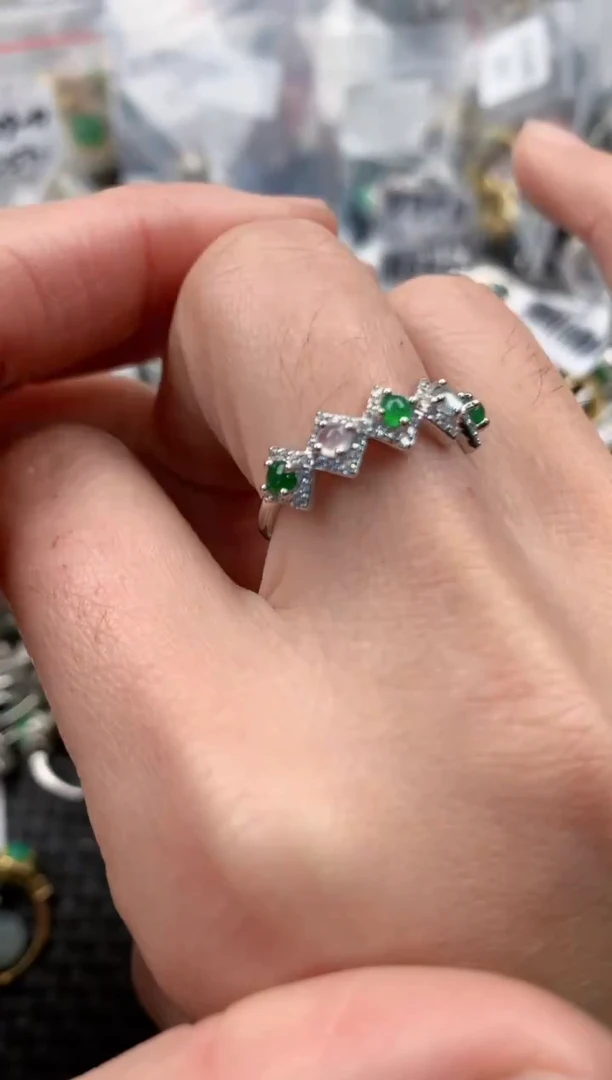 银S925镶嵌戒指翡翠2                              5