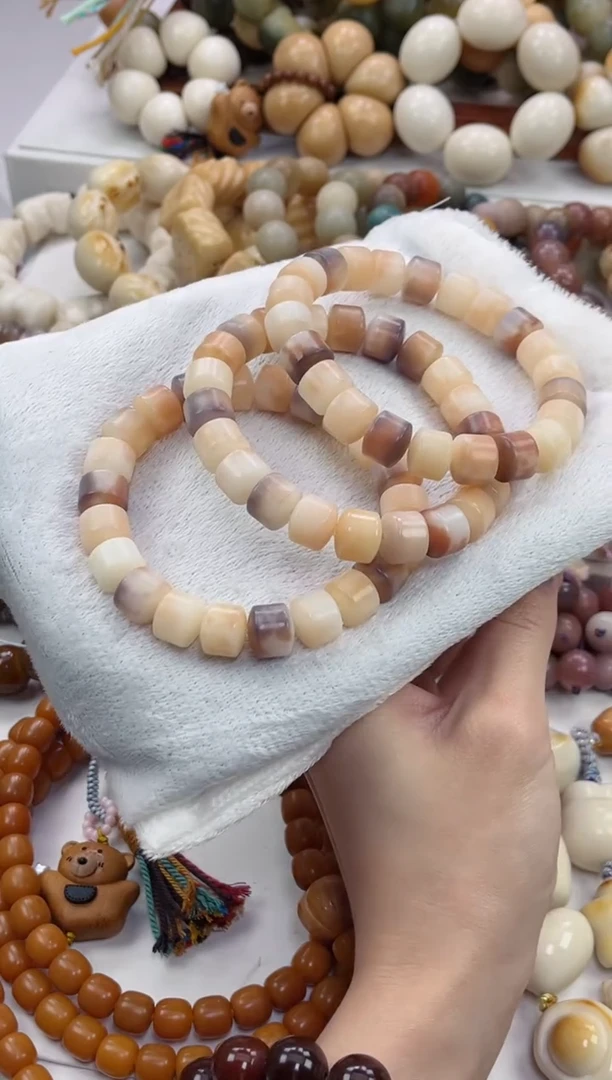 手串菩提根/象牙果j18玉化花皮金轮10*11mm手串