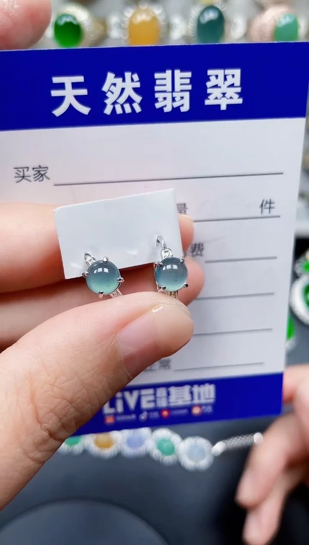 银S925镶嵌翡翠耳饰180