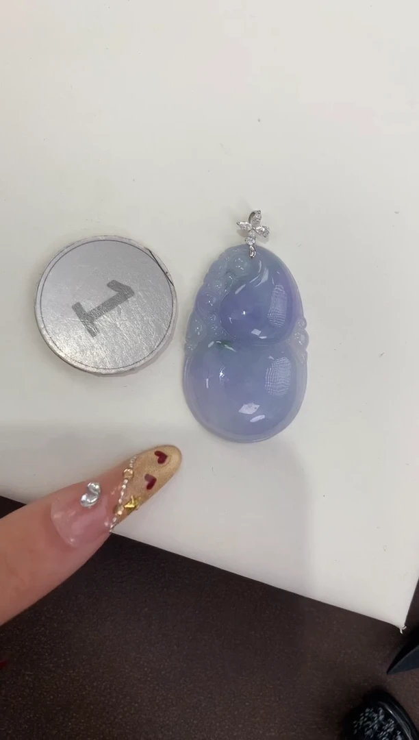 颈饰18K金镶嵌翡翠天然缅甸a货翡翠