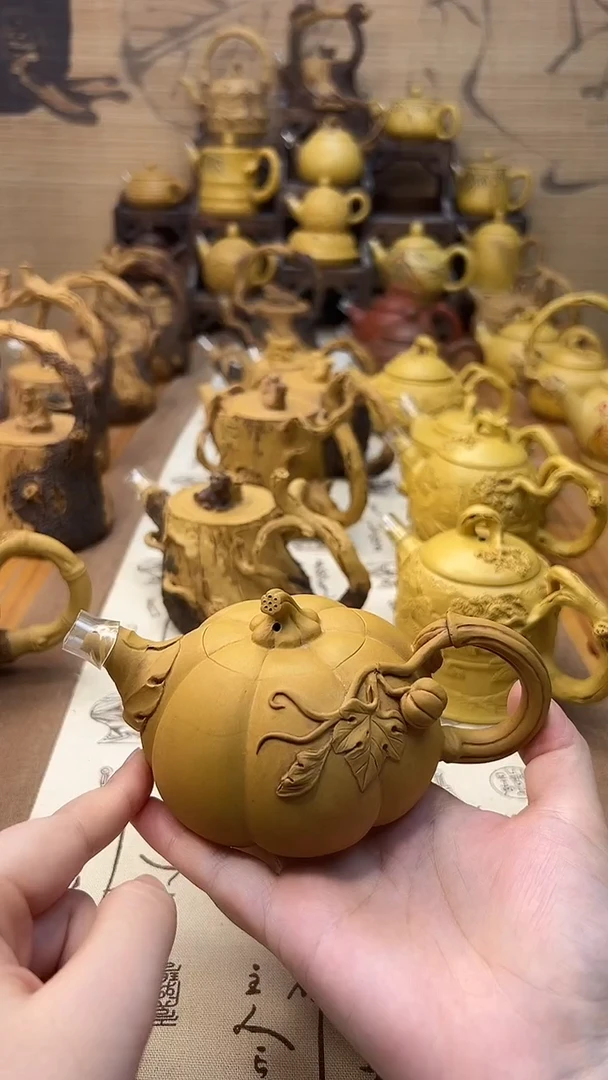 茶壶紫砂N****N仿生南瓜壶