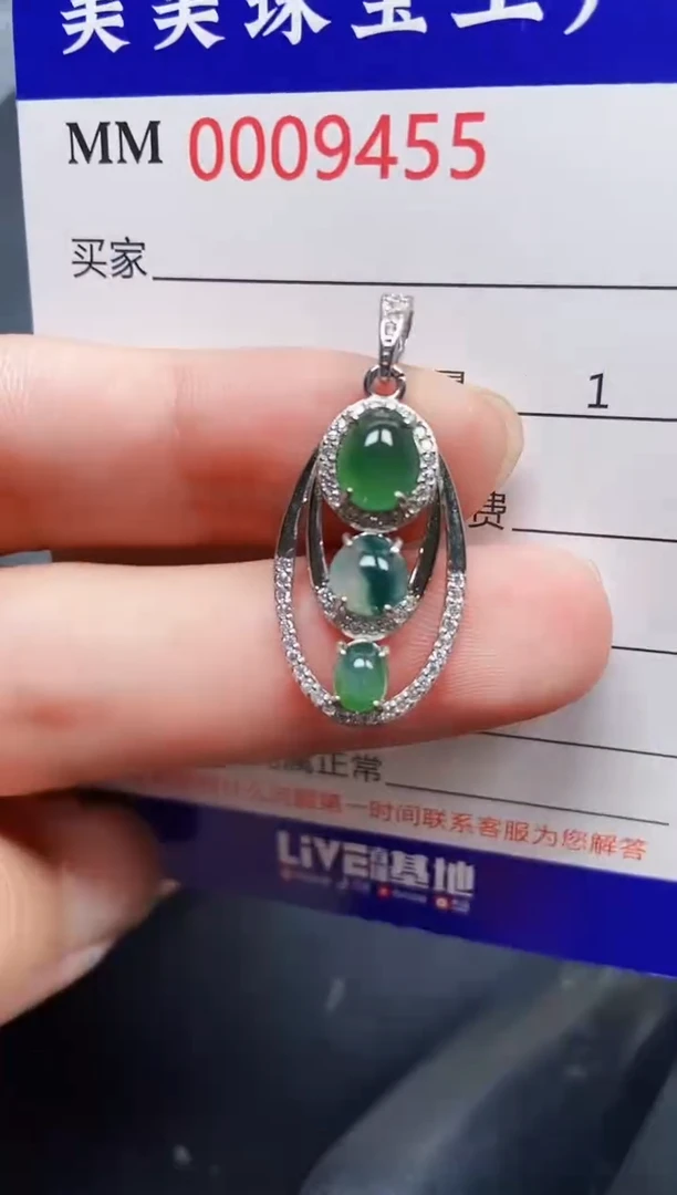 翡翠银S925镶嵌颈饰9455