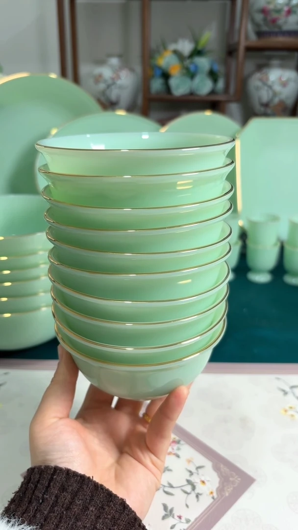 硬质细瓷4.5英寸玉瓷碗10个口径11.5厘米