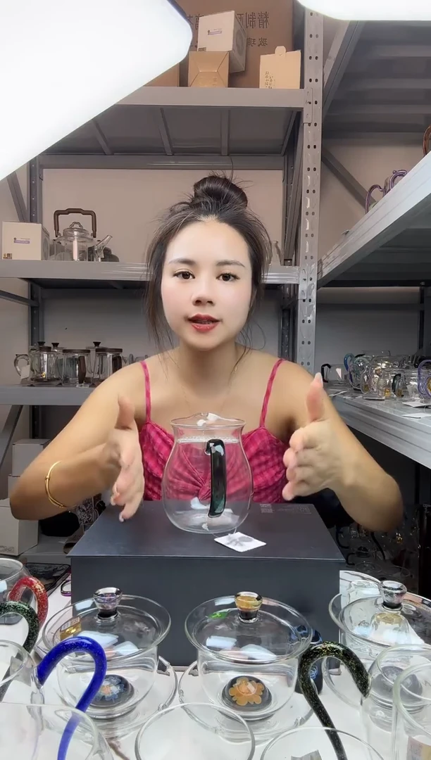 手工艺品玻璃禾器 观禄煮茶器 墨绿色