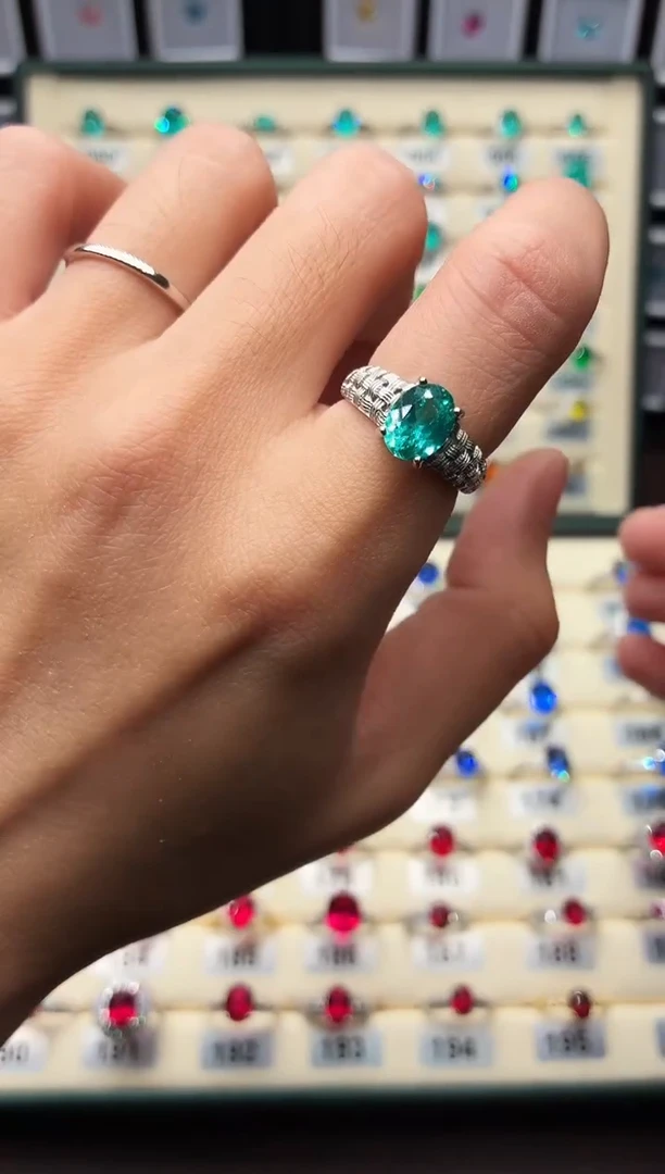 银S925镶嵌戒指碧玺0001