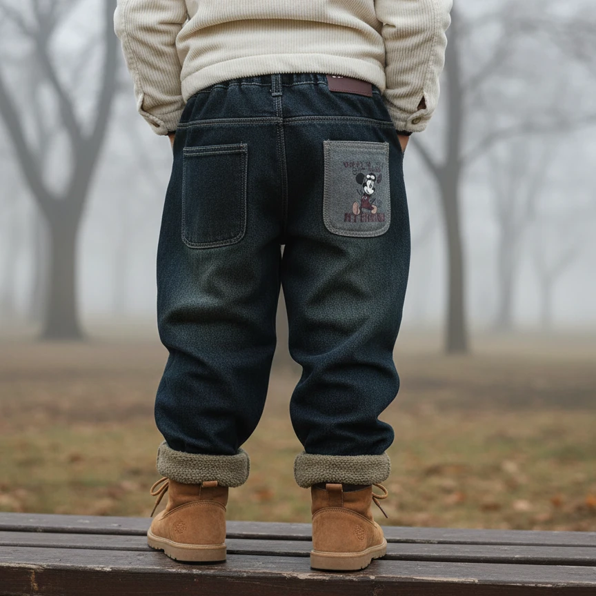 儿童加绒牛仔裤男童新款韩版冬装中小童加厚宝宝秋冬季休闲裤潮裤