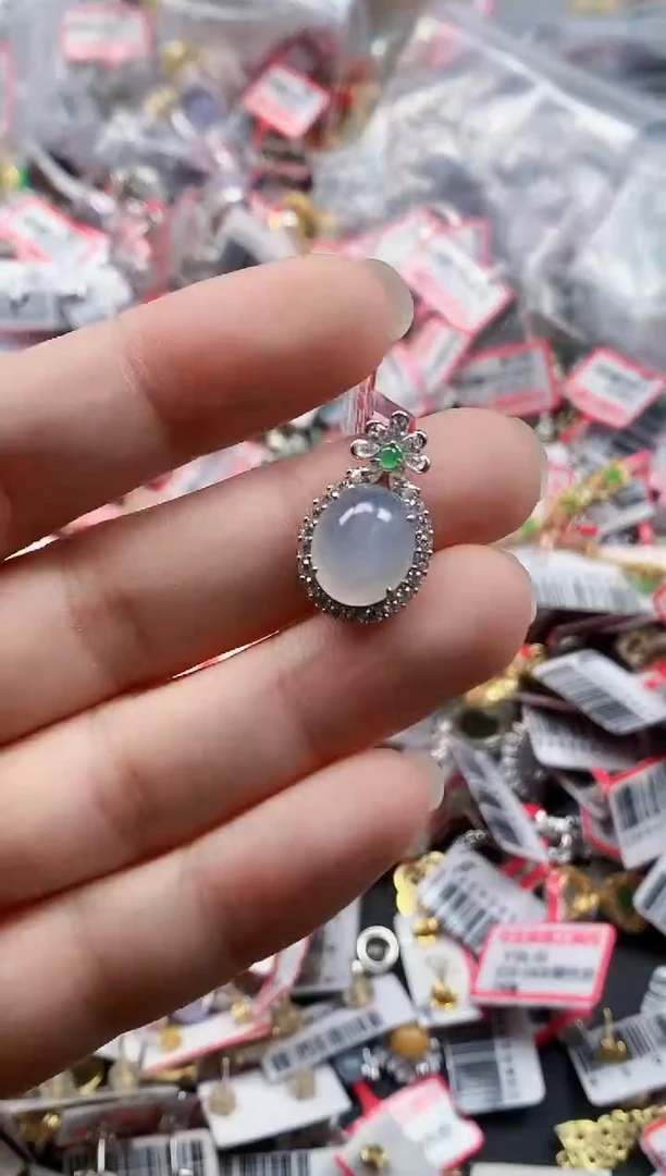 银S925镶嵌戒指翡翠天然A货缅甸翡翠