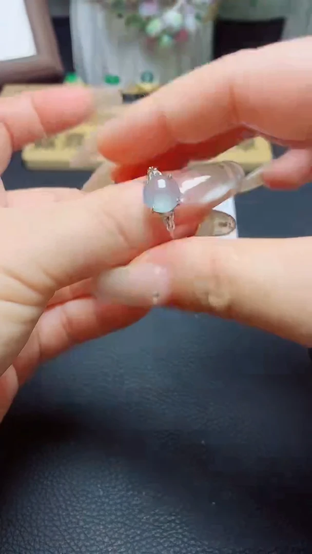 翡翠戒指银S925镶嵌天然翡翠A货s925银镶