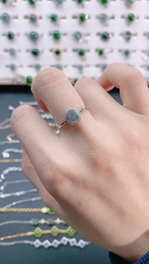 【闪购商品】翡翠戒指银S925镶嵌天然翡翠