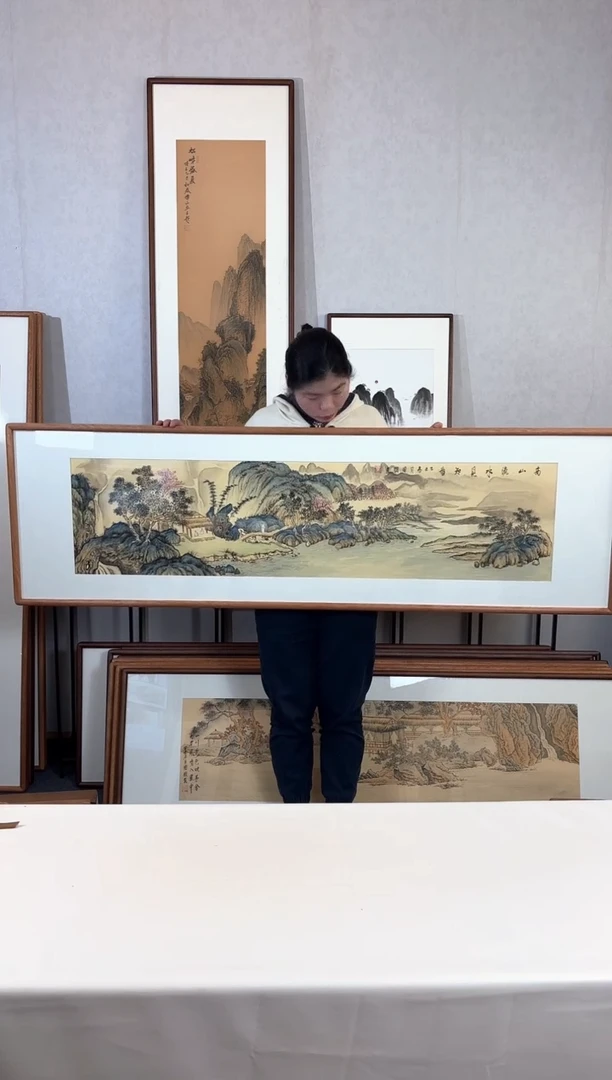 【闪购商品】国画手绘*松间水溪*52*172cm实木框