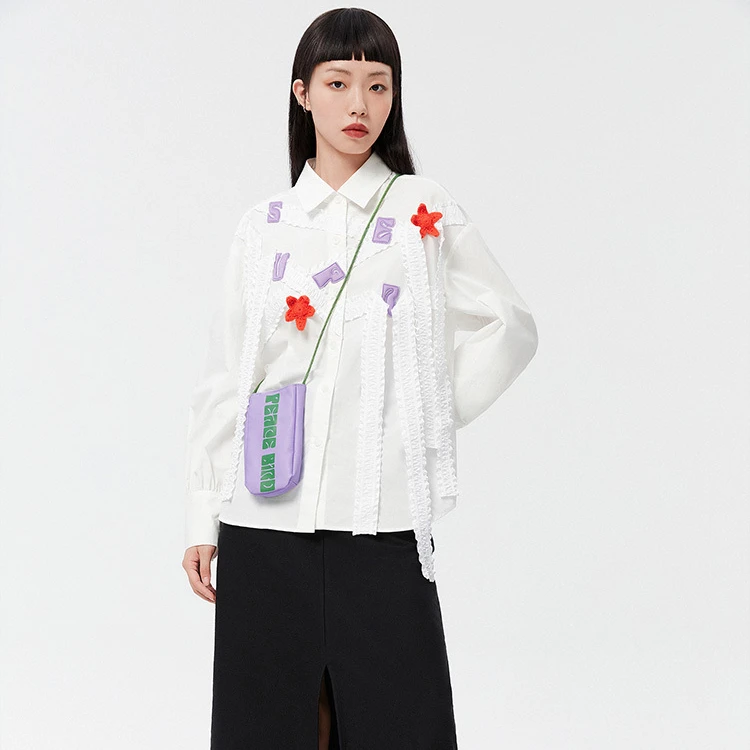 L116联名绣花衬衫 鸟撤柜女装 一线品牌 剪牌青仓