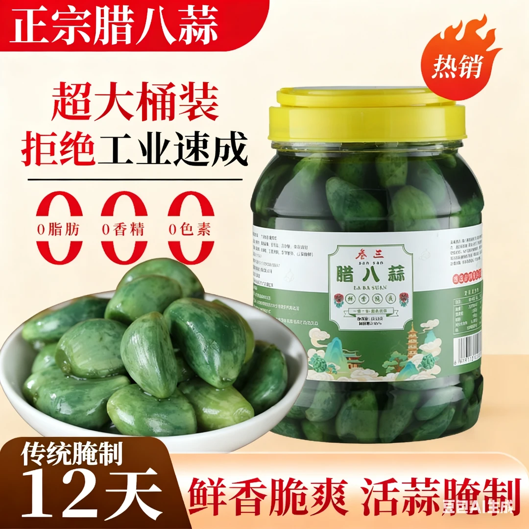山东腊八蒜正宗咸菜下饭菜糖蒜糖醋蒜大蒜头腌制绿蒜泡大蒜泡蒜头