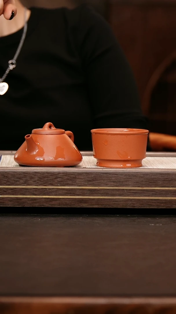 茶壶紫砂阿*小煤窑朱泥 子冶+宽口杯