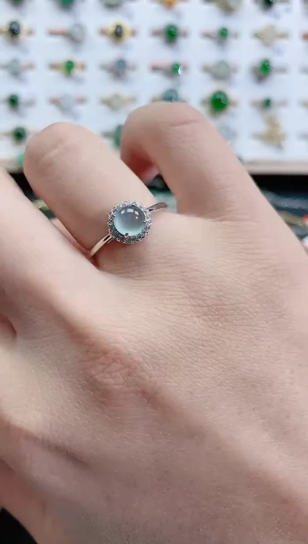 银S925镶嵌戒指翡翠天然翡翠