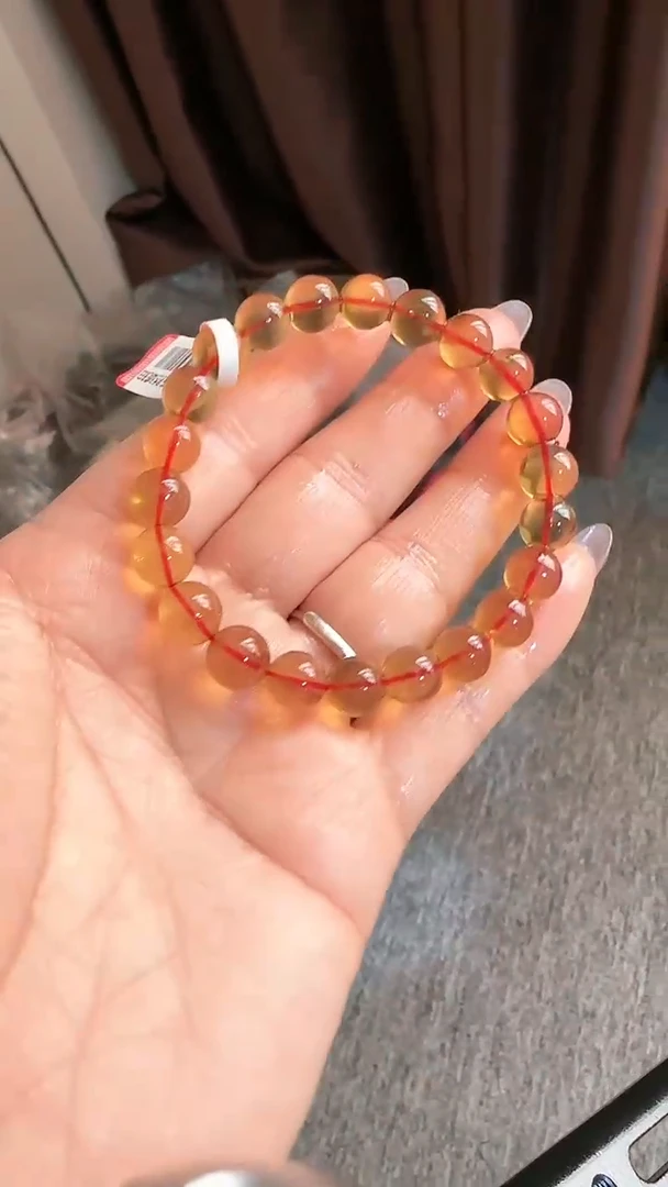 【闪购商品】琥珀手链未镶嵌规格8血紫红蜜手串#27