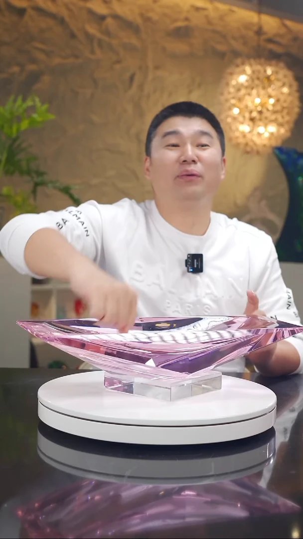 摆件金粉色切面冰壶果盘