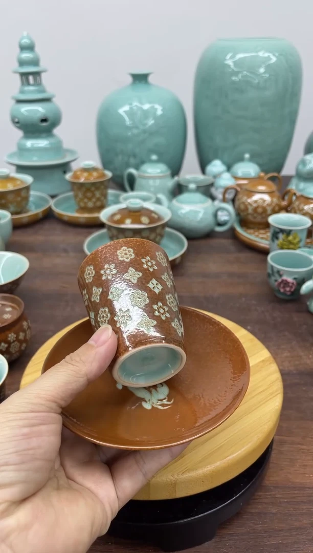 特价青瓷 慧语瓷坊 一杯一垫