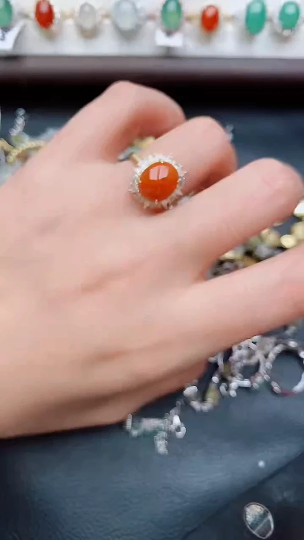 银S925镶嵌戒指翡翠...