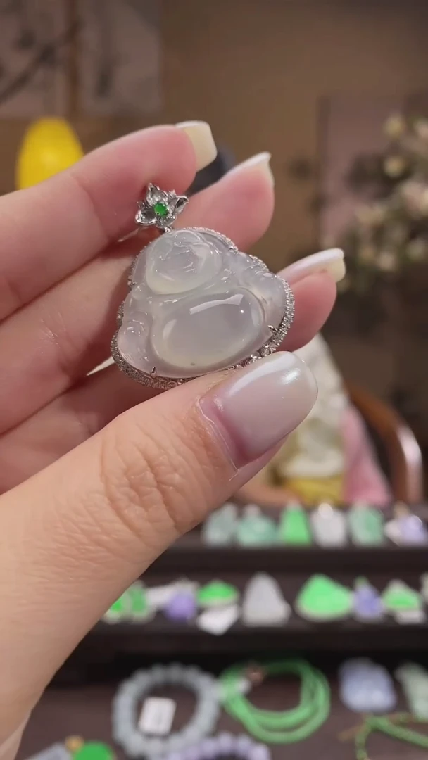 吊坠(不含链)18K金镶嵌翡翠佛公