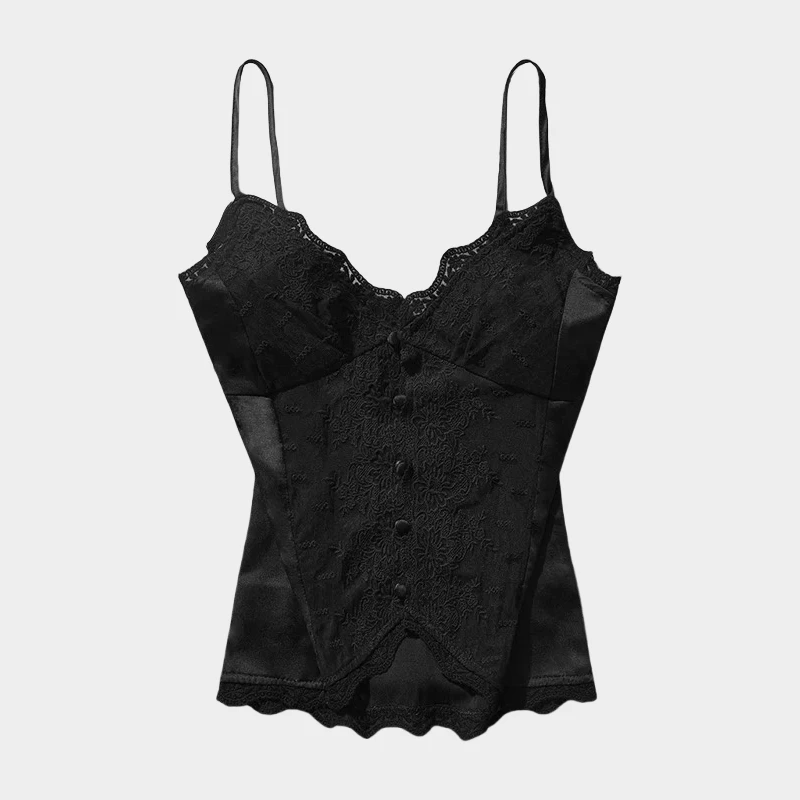 新款蕾丝2025背心女打底外穿黑色薄内搭吊带女修身夏季新中式醋酸